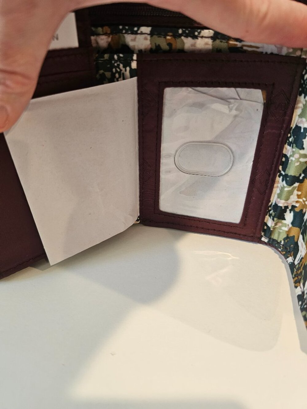 NWT RFID Riley Compact Wallet Heirloom Paisley Flowers Brown Green Pink Orange - Picture 8 of 12